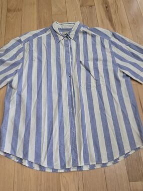 Vtg 90s Chic Brand Striped Short Sleeve Button Down Shirt